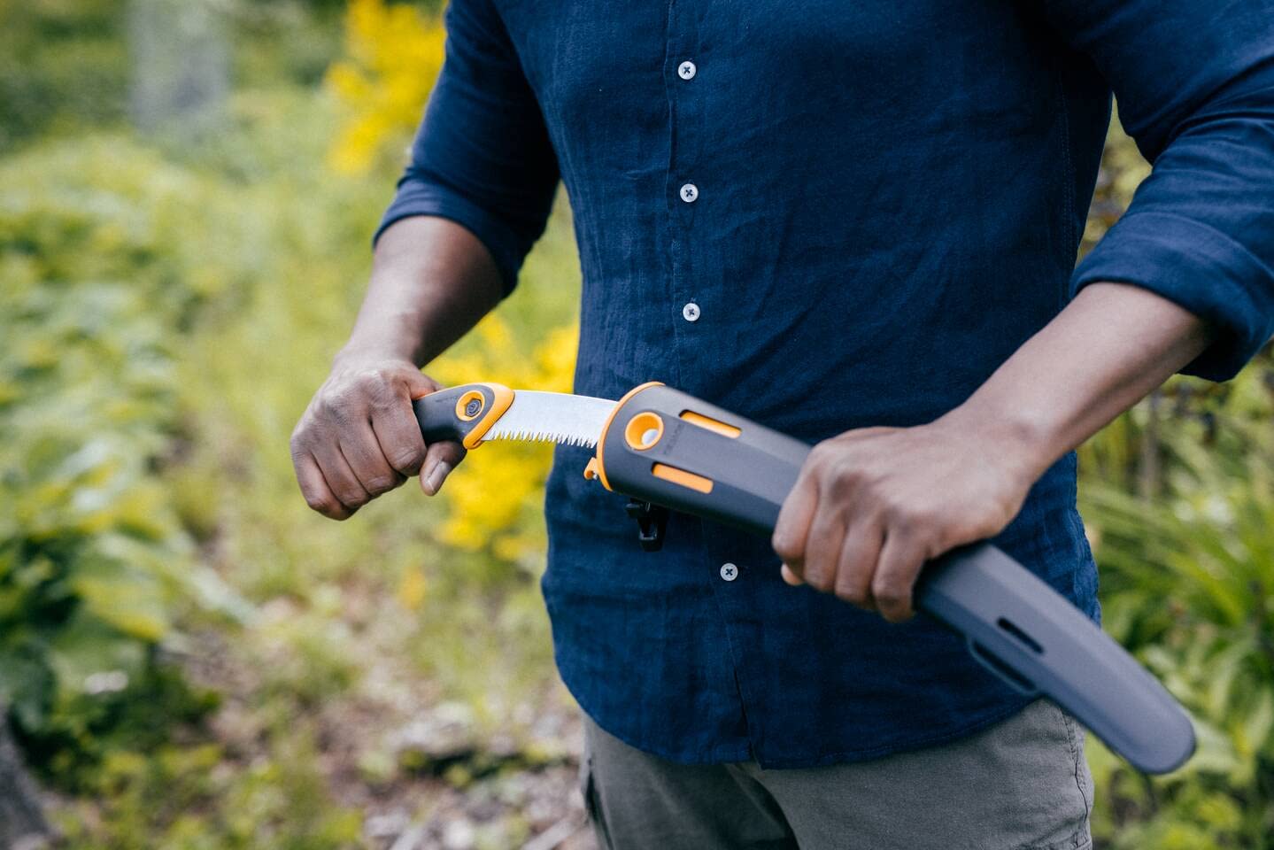 Fiskars Seghetto professionale per legno fresco, Dentatura grossa, Lama in acciaio di qualità, Nero/Arancione, SW-330, 1020199