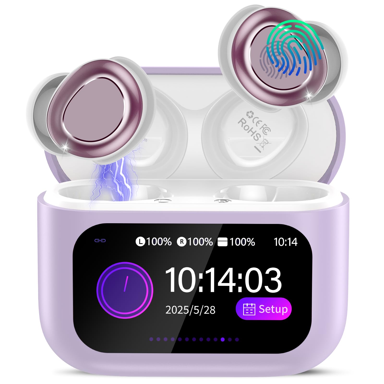 ZYHKON Bluetooth Kopfhörer, 48H Spielzeit Mini Kopfhörer mit HiFi Sound, Wireless Ohrhörer für Seitenschläfer Rosa