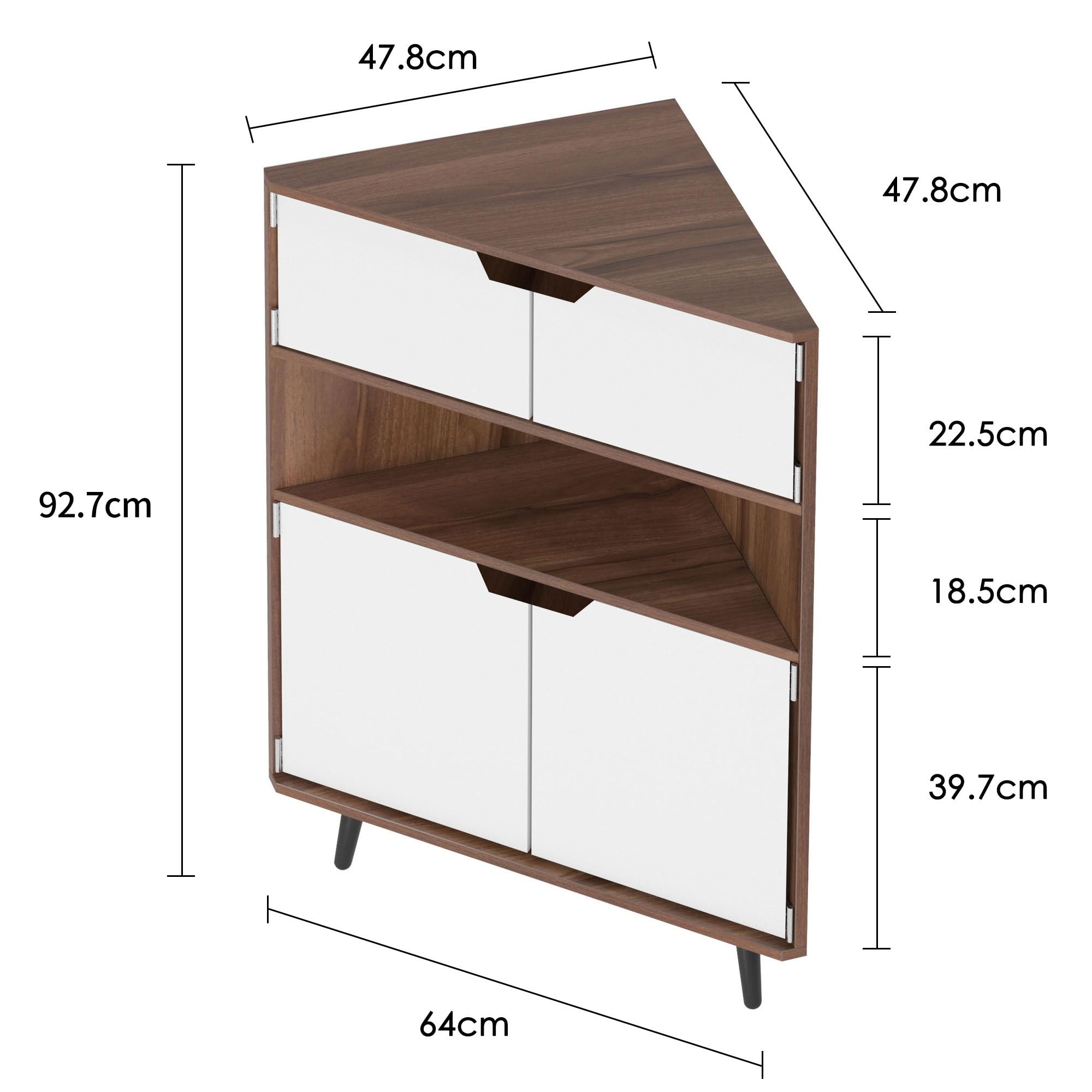 SogesHome Armadio Angolare da Parete in Legno Angolo di Stoccaggio Libreria Display da Tavolo con Ante e Scaffali Aperti per Piccoli Luoghi Soggiorno