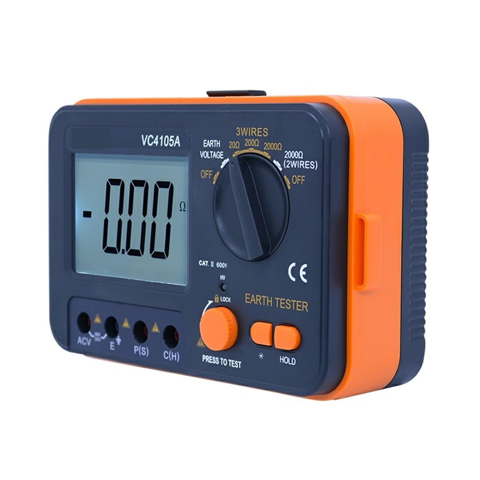 Comprobador de Voltaje VC4105 - Comprobador De Resistencia Tierra Digital LCD, Medidor Voltaje, Instrumento Medición Pararrayos, Herramientas