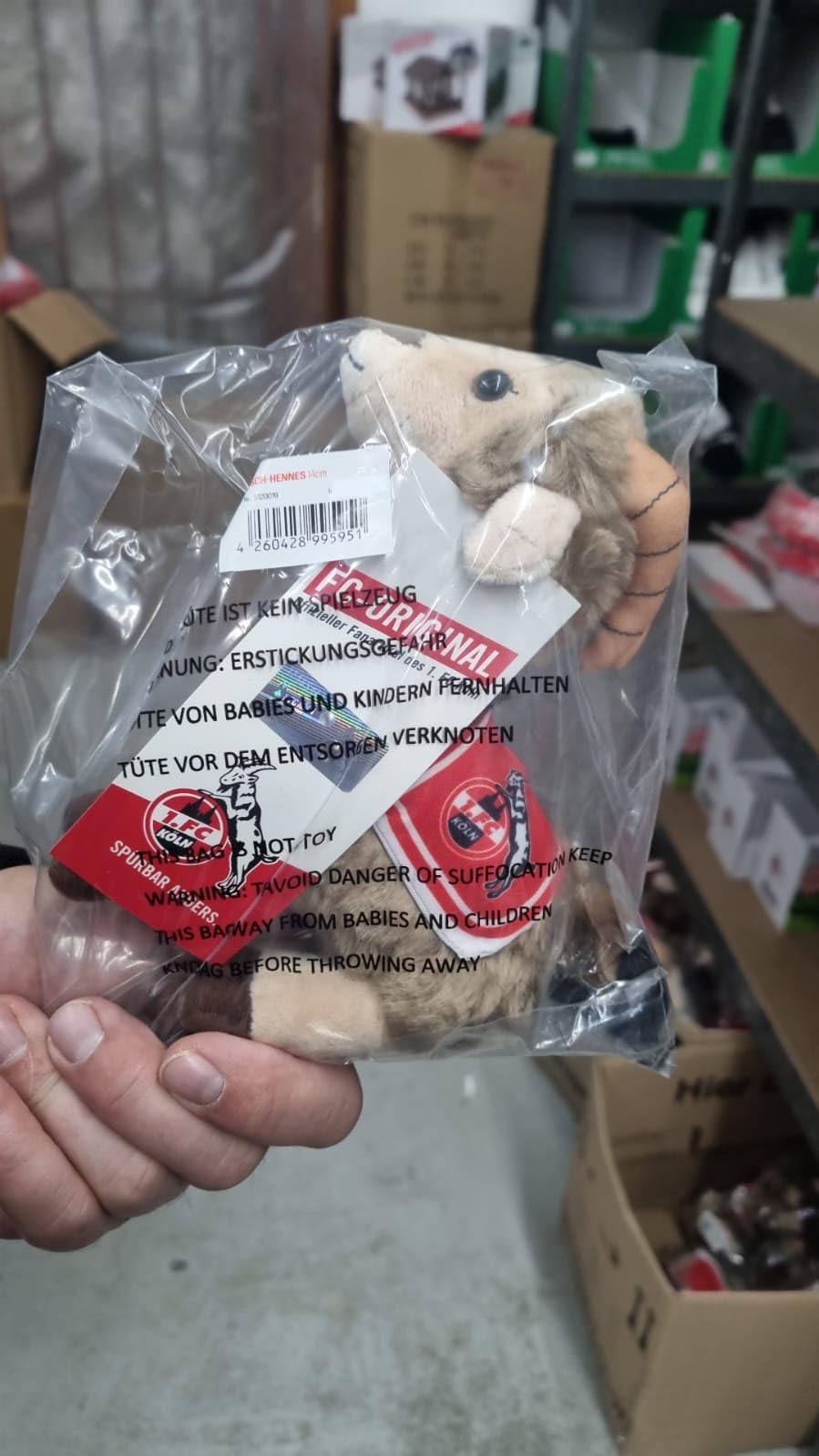 MASKOTTCHEN PLÜSCH HENNES 17 cm 1. FC KÖLN