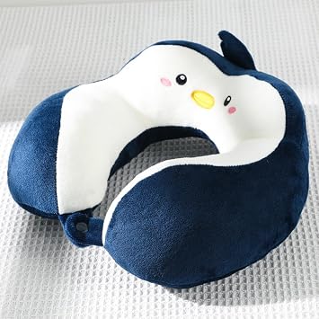 Children's Neck Pillow Travel Pillow Cartoon Penguin Headrest Neck Pillow Travel Adult Animal Travel Pillow Memory Foam Aeroplane Car Sleeping Pillow for Train Office Aeroplane