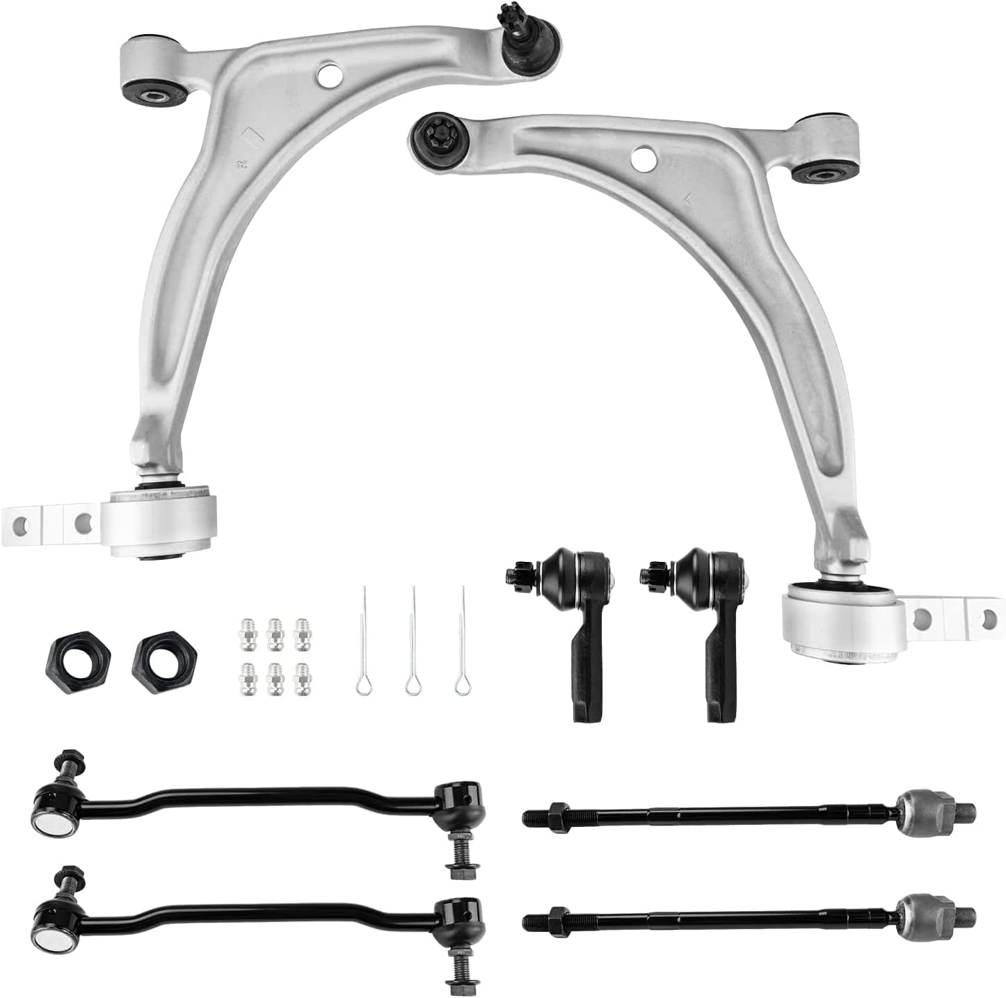 K620166 Front Lower Control Arm, Front Lower Control Arm Kit Compatible with 2002-2006 Altima 2004-2008 Maxima -w/Ball Joints Tie rods Replace K620166 K620167 K90352 K90353 EV427 ES3438