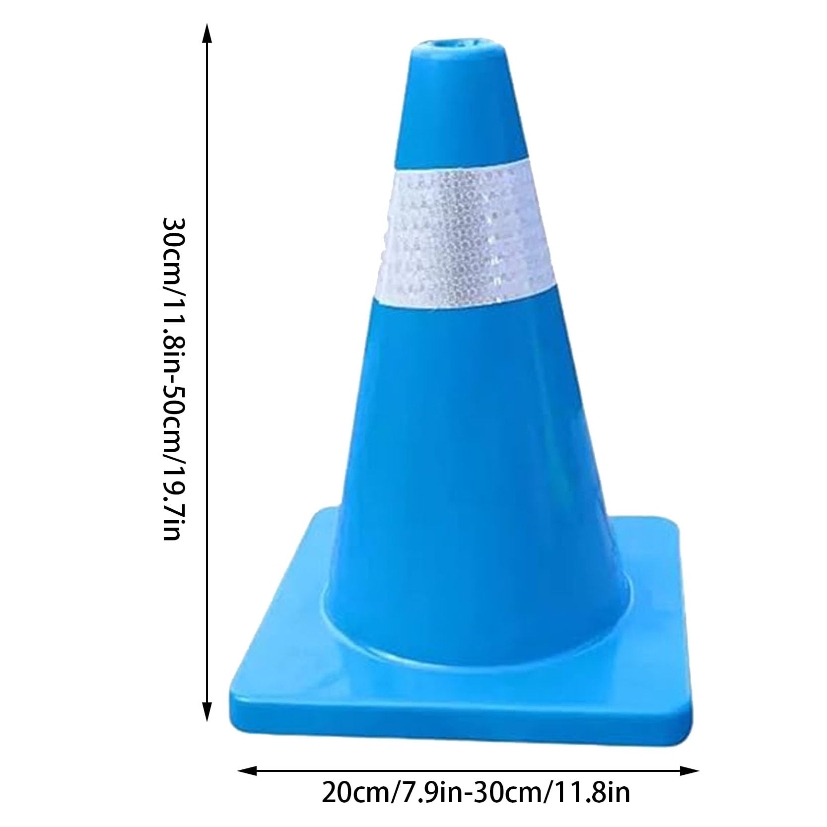 Cônes de Signalisation Bleus,Cône Signalisation Pylône Cônes de Stationnement,Cônes de Chantier,Cônes de Route en PVC avec Collerette Réfléchissante(Size:30x21x21cm,Color:4D)