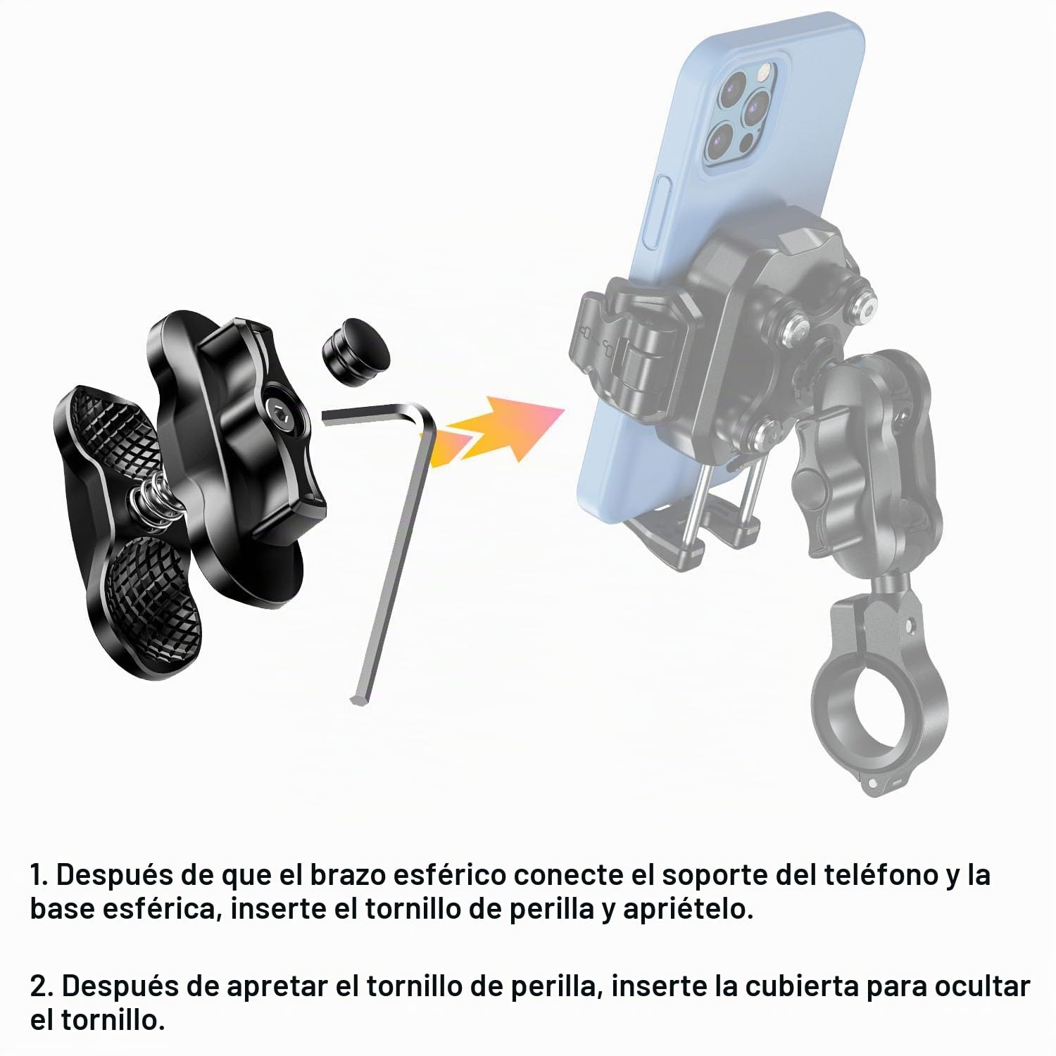 iMESTOU Brazo Doble Antirrobo de 1 Pulgada para Soportes RAM Tamaño B. Adaptador de Rótula de Seguridad de Aluminio Aeronáutico con Ajuste sin Herramientas, Longitud de 2.5 Pulgadas