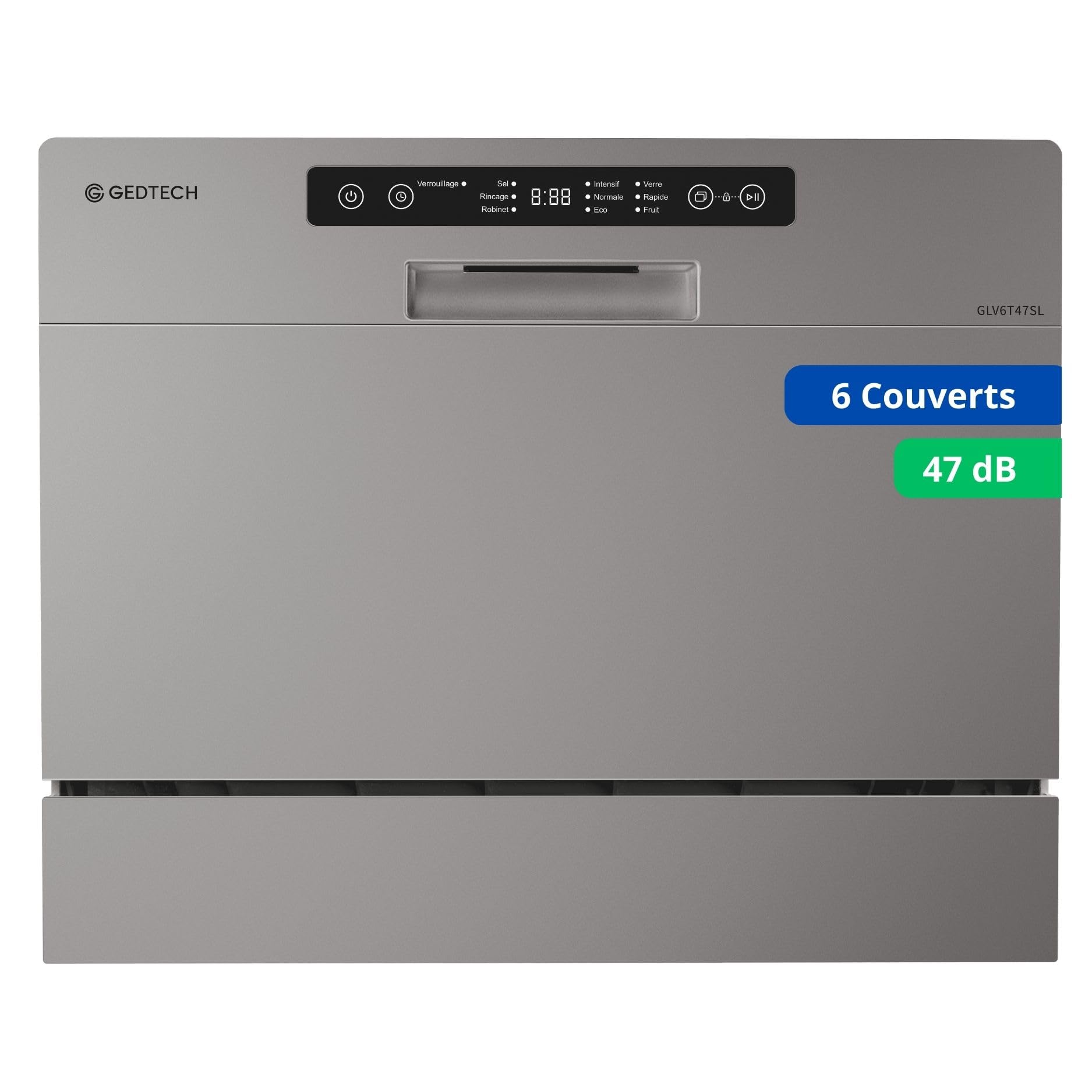 GEDTECH Lave-vaisselle Table Top GLV6T47SL 6 couverts 47 dB Départ différé