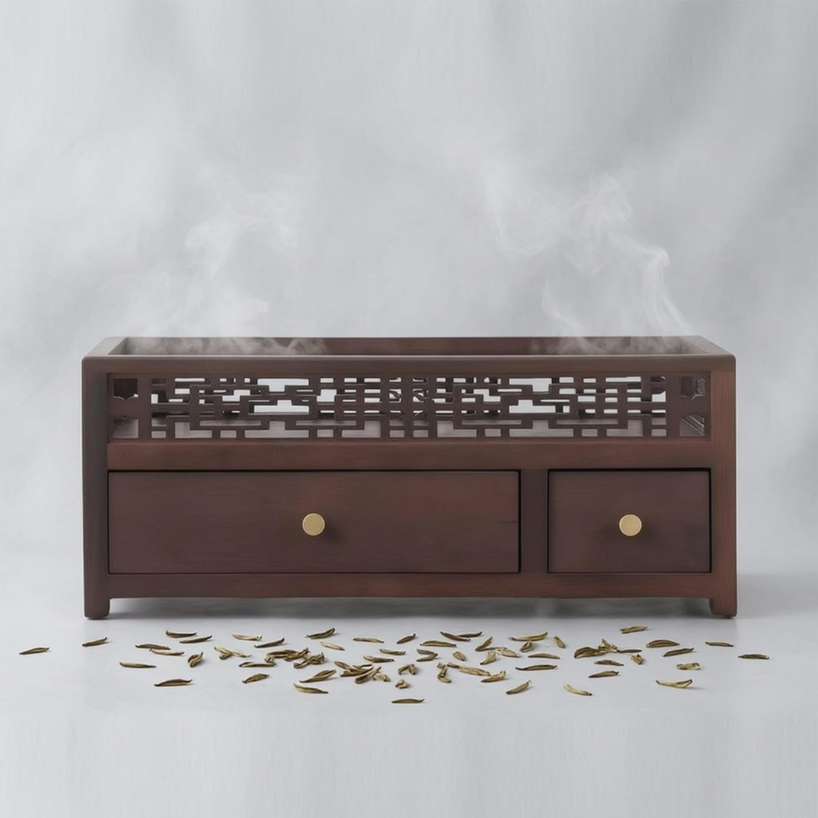 Caja para Té con Cajón Rústico, 24.0 X 25.0 X 8.5 Cm Una Capa