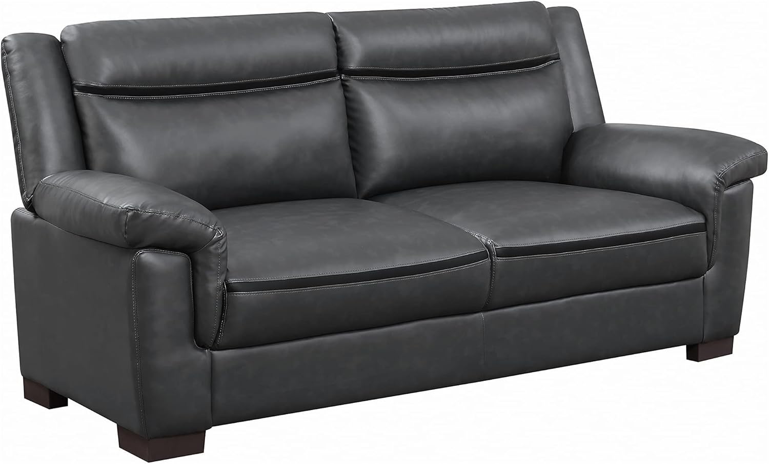 Gray Faux Leather Pillow Top Upholstered Sofa