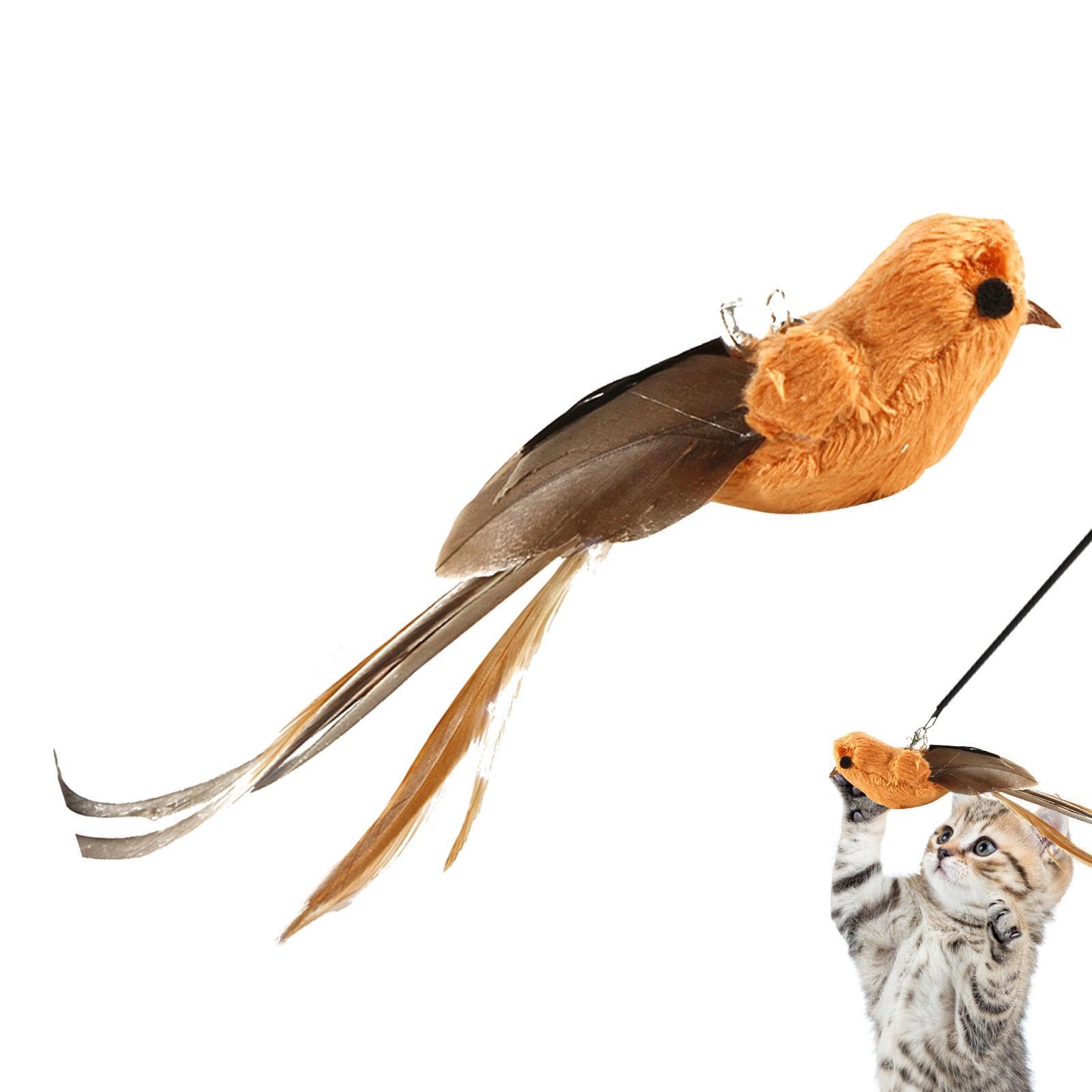 Cat Feather Toys - Interactive Bird Toy for Cats | Refills Feather Bird Cat Stick Toy, Refills Feather Bird Cat Teaser Stick Toy, Durablee Interactive and Interesting Stick Feather Toys