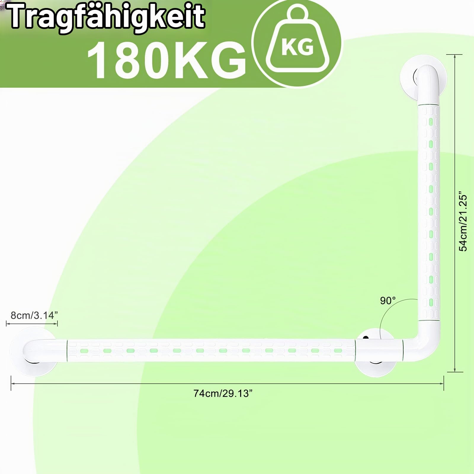 modunful Haltegriff Dusche, Haltegriffe für Senioren, 70 x 50cm L-FöRmiger Duschgriff Bad Rutschfest aus Edelstahl, Badewannengriff Behinderten Wandmontage Griffstangen für WC Badezimmer Treppen