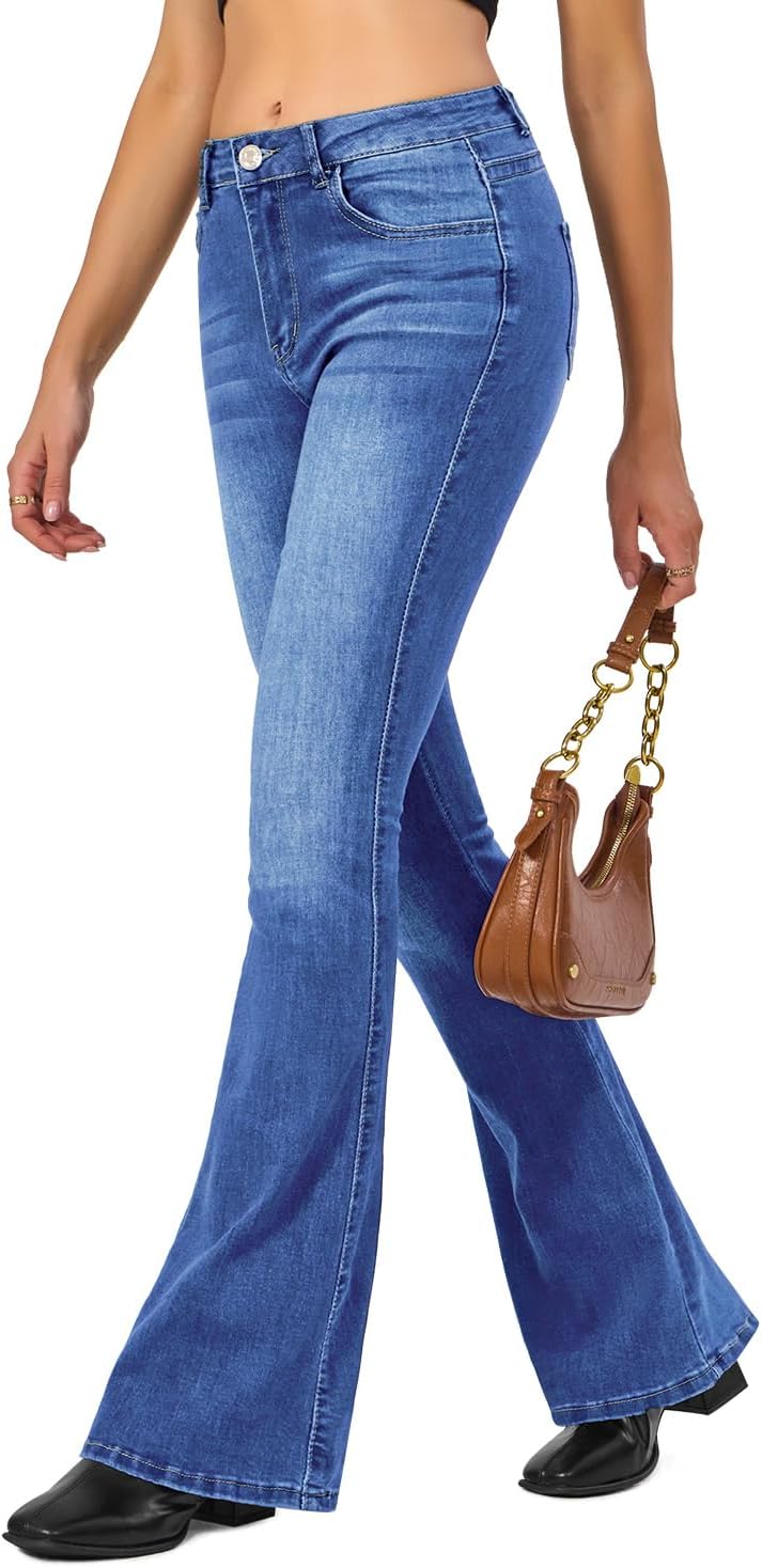 VIPONES Women's Flare Bell Bottom Jeans High Waisted Wide Leg Bootcut Jeans Stretchy Denim Pants - Image 5