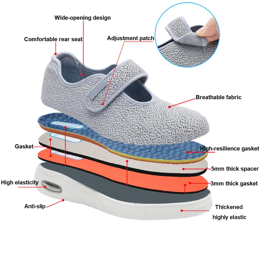 Diabetiker Schuhe Herren Damen Walkingschuhe Extra Weit Orthopädische Schuhe Sommer Gesundheitsschuhe Verbandschuh Sandalen Sneakers Mit Klettverschluss Schuhe Mit Memory Foam