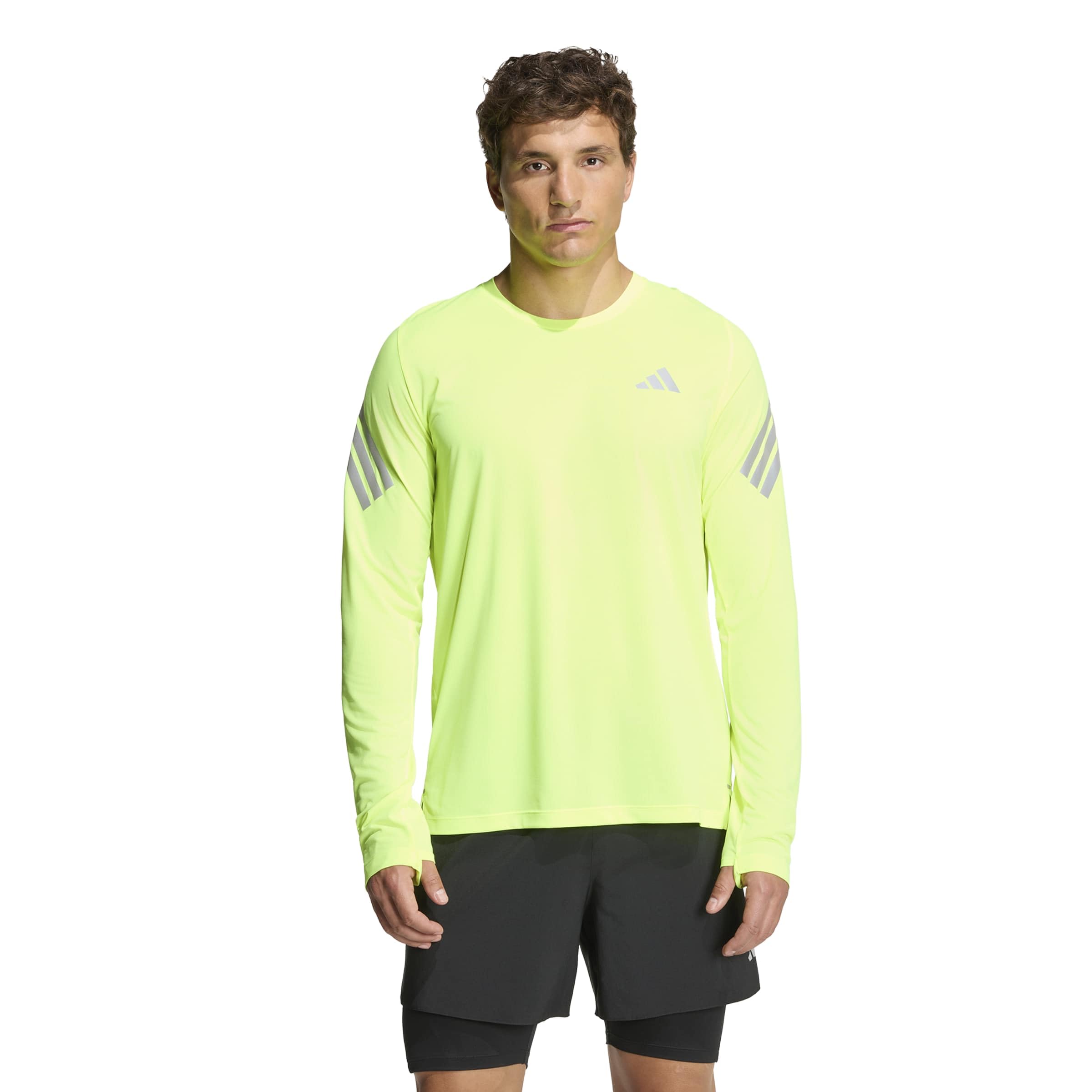 adidas Uomo Adi365 Running Iconic Long Sleeve Shirt, Solar Yellow/Reflective Silver, S