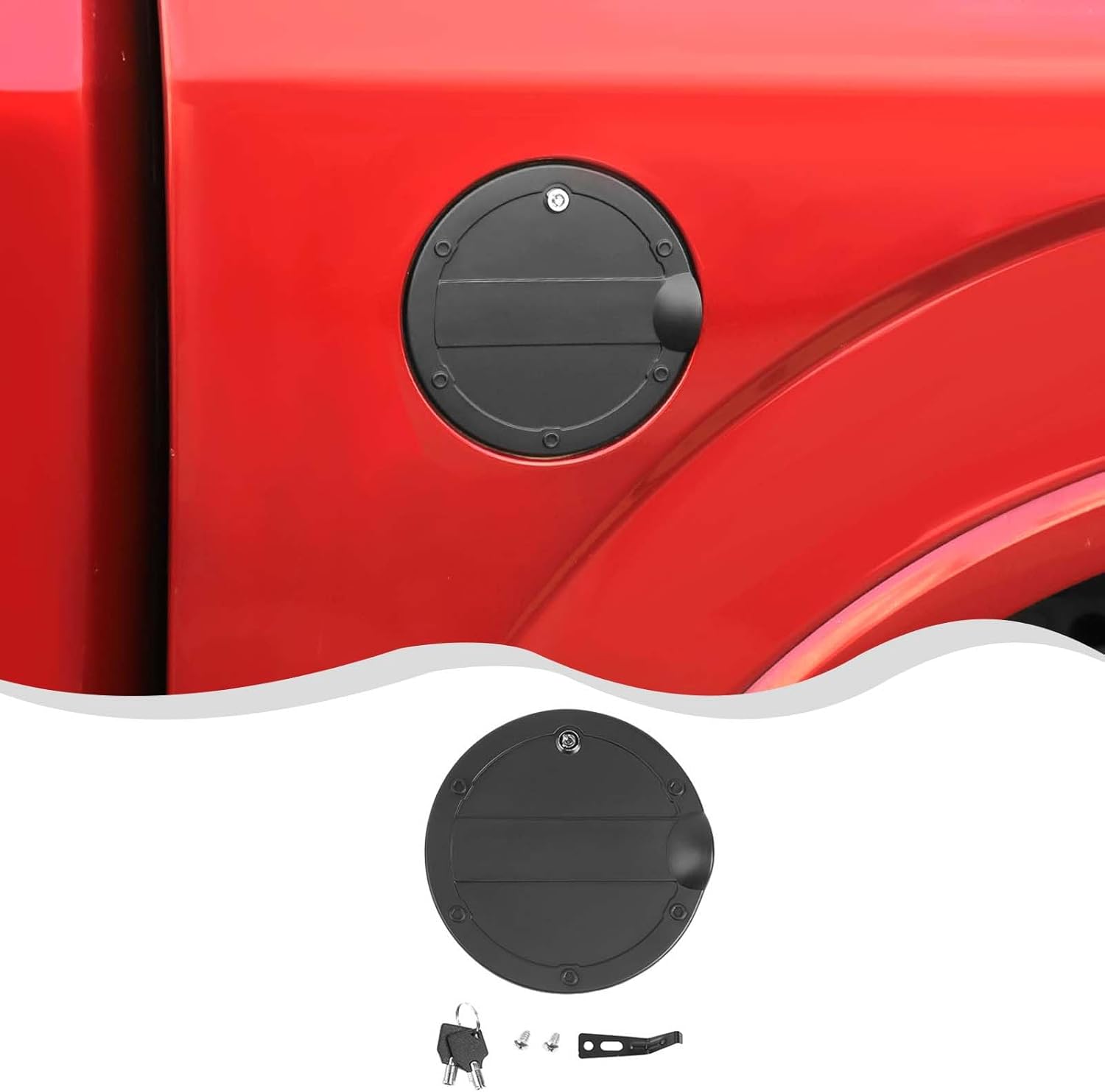 Fuel Filler Door Gas Cap Tank Cover Gas Cap Fuel Tank Cover Compatible with Ford F150 2015-2020 (Black)