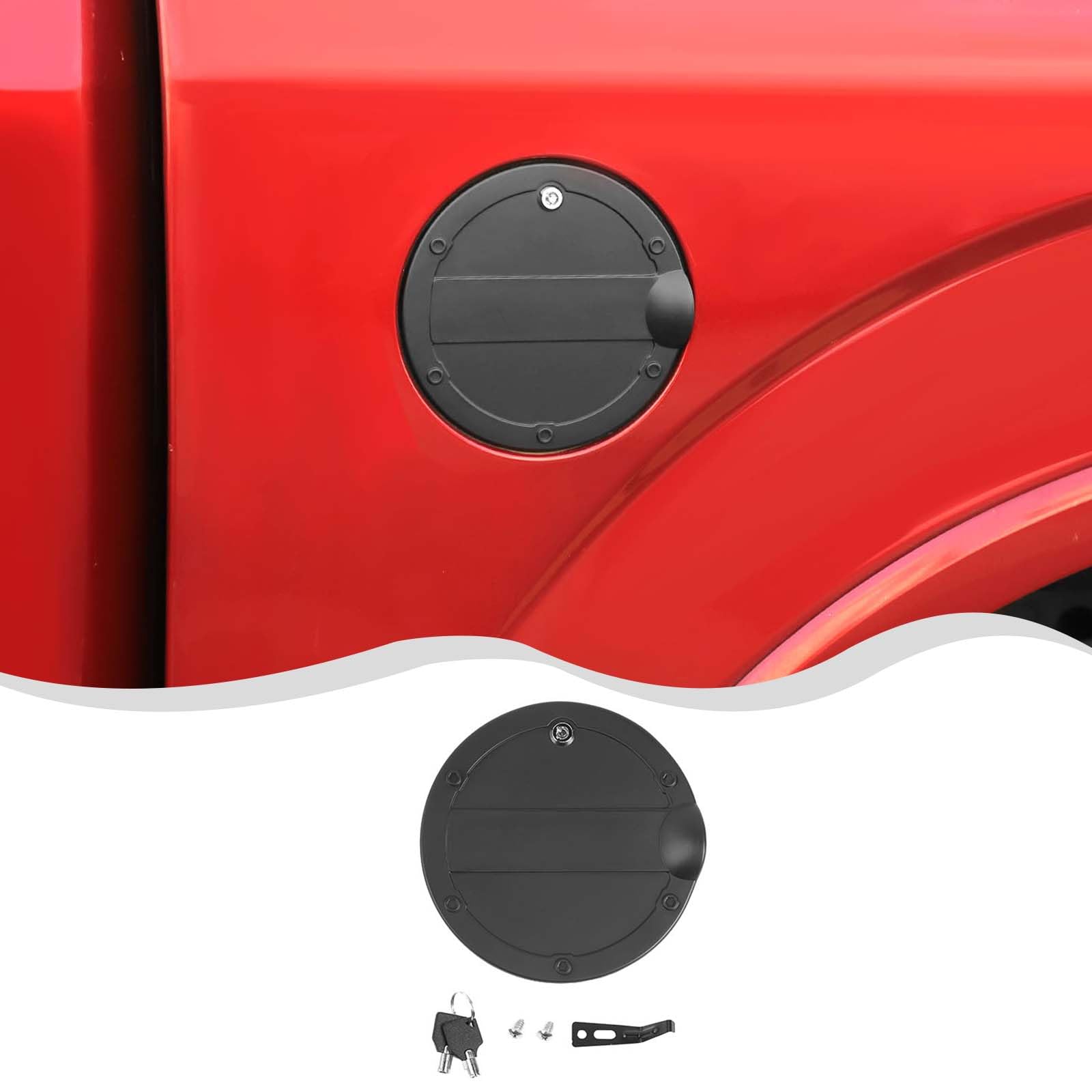 HTHE Fuel Filler Door Gas Cap Tank Cover Gas Cap Fuel Tank Cover Compatible with Ford F150 2015-2020 (Black)