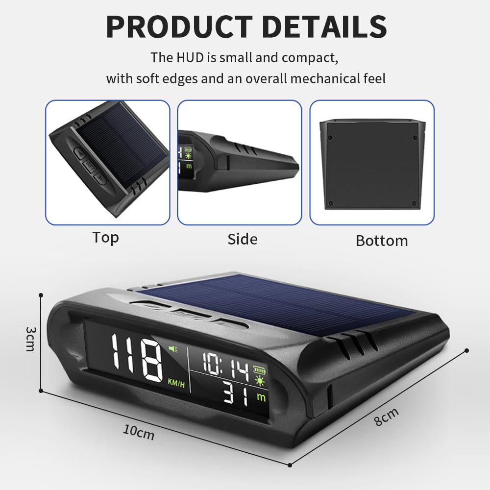 OBEST HUD multifonction pour voiture, Smart Automotive Head Up Display, GPS Visualización de Velocidad/Tiempo/Temperatura/Altitud, Medidor Sistema Diagnóstico Coche, Alarma de Exceso de Velocidad