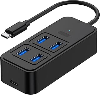 USB 3.0 Hub, 135mm 5 Port USB Splitter, 10x Fast Data Transfer USB Expander, 5Gbps High Speed USB Hub, DC5W Power Supply USB Data Hub, Plug And Play USB Port Multiplier For Laptop Flash Drive Keyboard