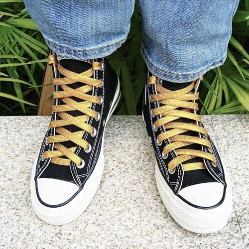 Image of Booyckiy 3 /4 inch Wide Satin Ribbon Shoelaces Flat Colorful Shoe Laces for Women Girls