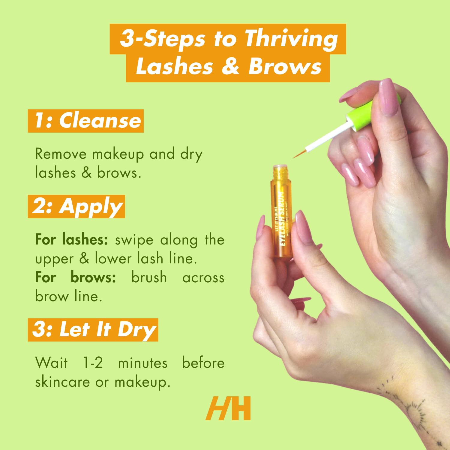 Handmade Heroes 100% Natural Vegan Lash & Brow Serum – Rosemary & Pumpkin Seed Oil for Fuller, Thicker Looking Eyelashes, Eyebrows – Gentle & Nourishing Formula Prostaglandin Free