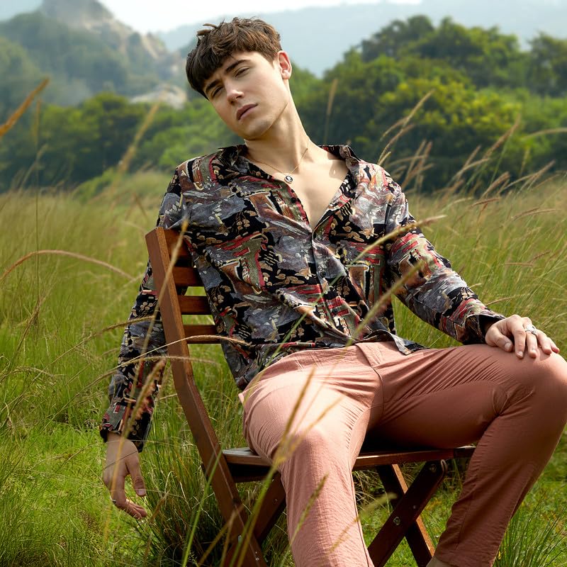 Image of CAHOOT Men's Shirt for Casual Wear | Spread Collar | Long Cuffed Sleeves | Button Closure | Shirt Crafted with Comfort Fit for Everyday Wear