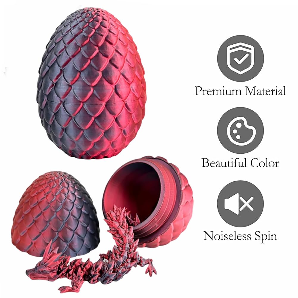 Laser Black 3D Dragon Egg Set,Articulated Dragon Crystal Ornaments, Desk Toys,PLA Hinged Toy,Flexible Joint Desk Toy - Image 4