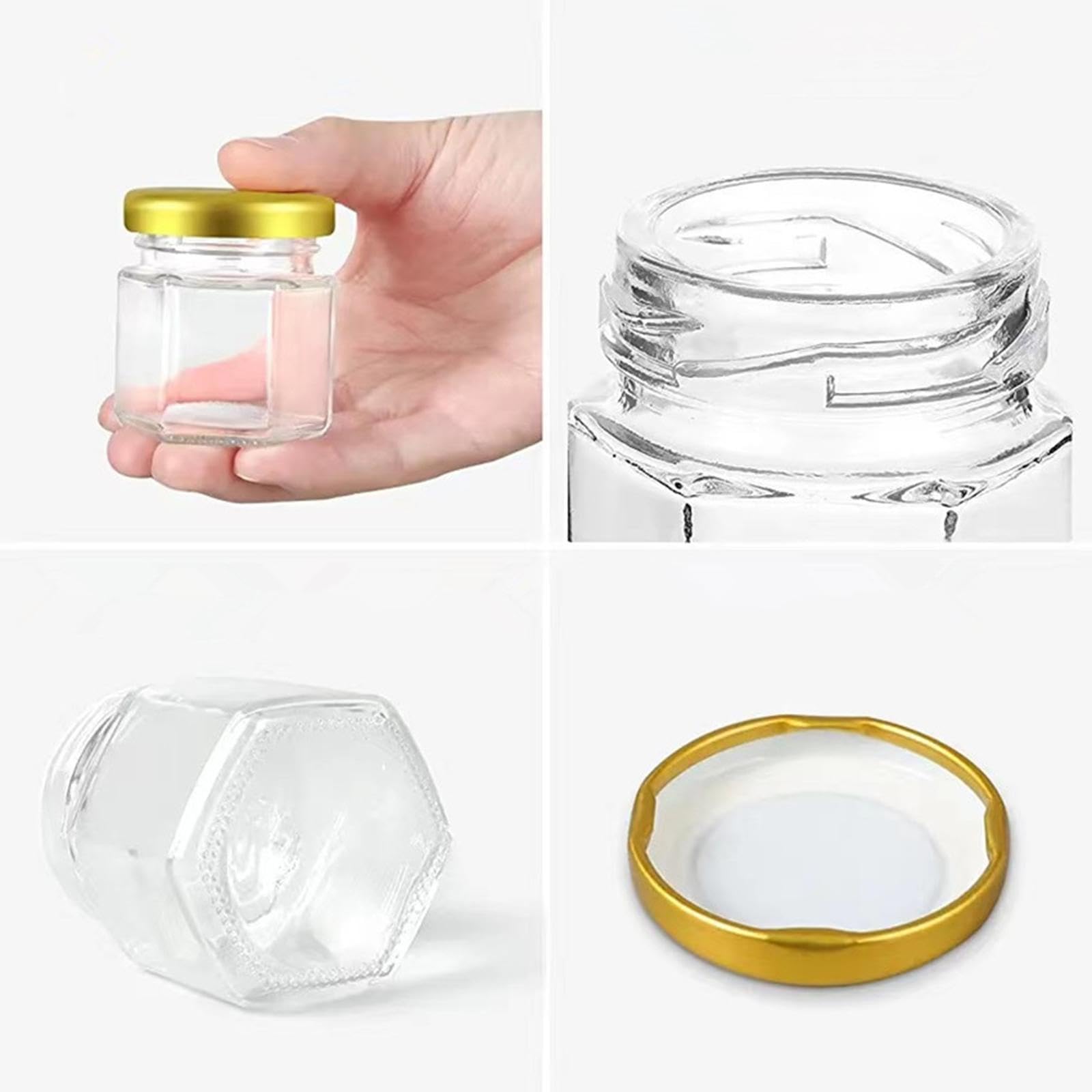 MERISHOPP™ Glass Honey Jar with Wooden Dripper and Lid for Wedding Birthday Baby Shower 50Pcs 1