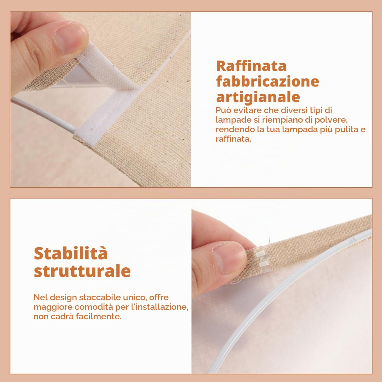 Luxshiny Paralume Da Tavolo Beige in Tessuto Lino 10.4X7.5 Pollici Copri Lampada Staccabile Per Lampada Da Tavolo E Da Terra Design Semplice Per Illuminazione Interni
