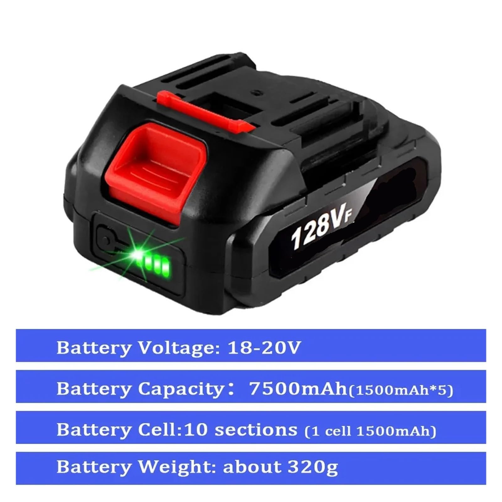 Batteria Ricaricabile Agli Ioni Di Litio Da 18 V Ad Alta Capacità Con Indicatore Di Batteria, Compatibile Con Makita, Batteria For Utensili Elettrici Senza Fili EUPlug(1 Battery)