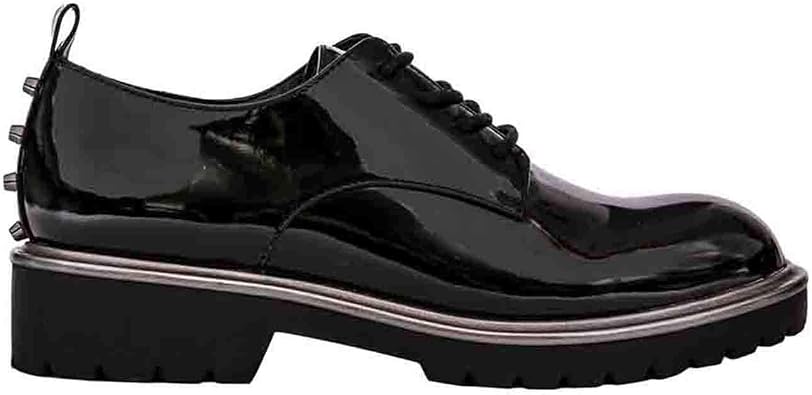 KENDALL + KYLIE Womens Becky Studded Derby Shoe, Black Patent Leather 5
