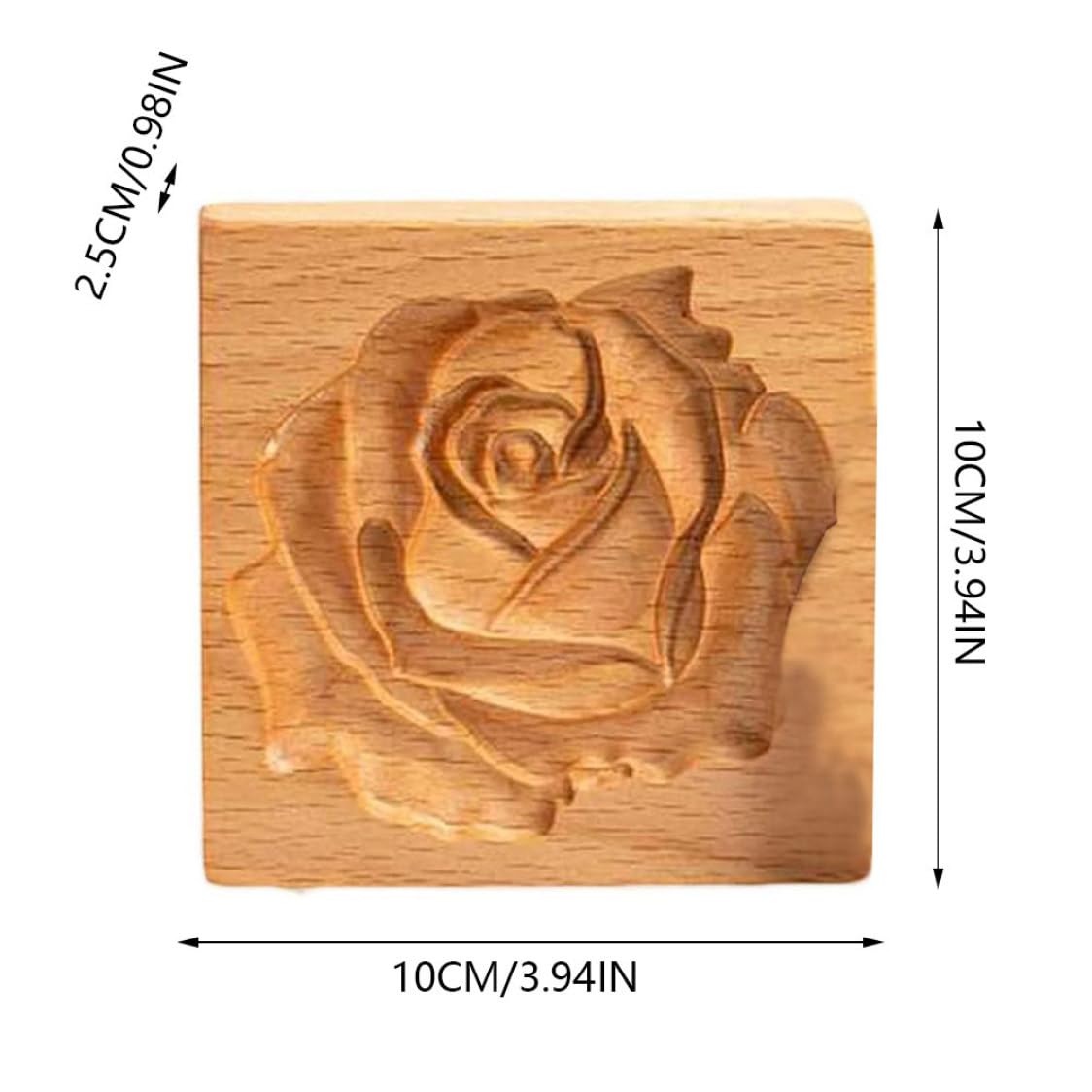Keksausstecher, Keksformen aus Holz, Kekse, Plätzchen, DIY-Keks-Backform, hölzerner 3D-Rosen-Pressstempel for Party, Hochzeit, Küchenbedarf