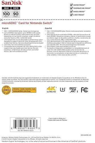 Miniatura 4 de SanDisk Tarjeta de memoria microSDXC UHS-I Class 10 U3 de 512 GB para Nintendo Switch lectura de 100 MBs escritura de 90 MBs