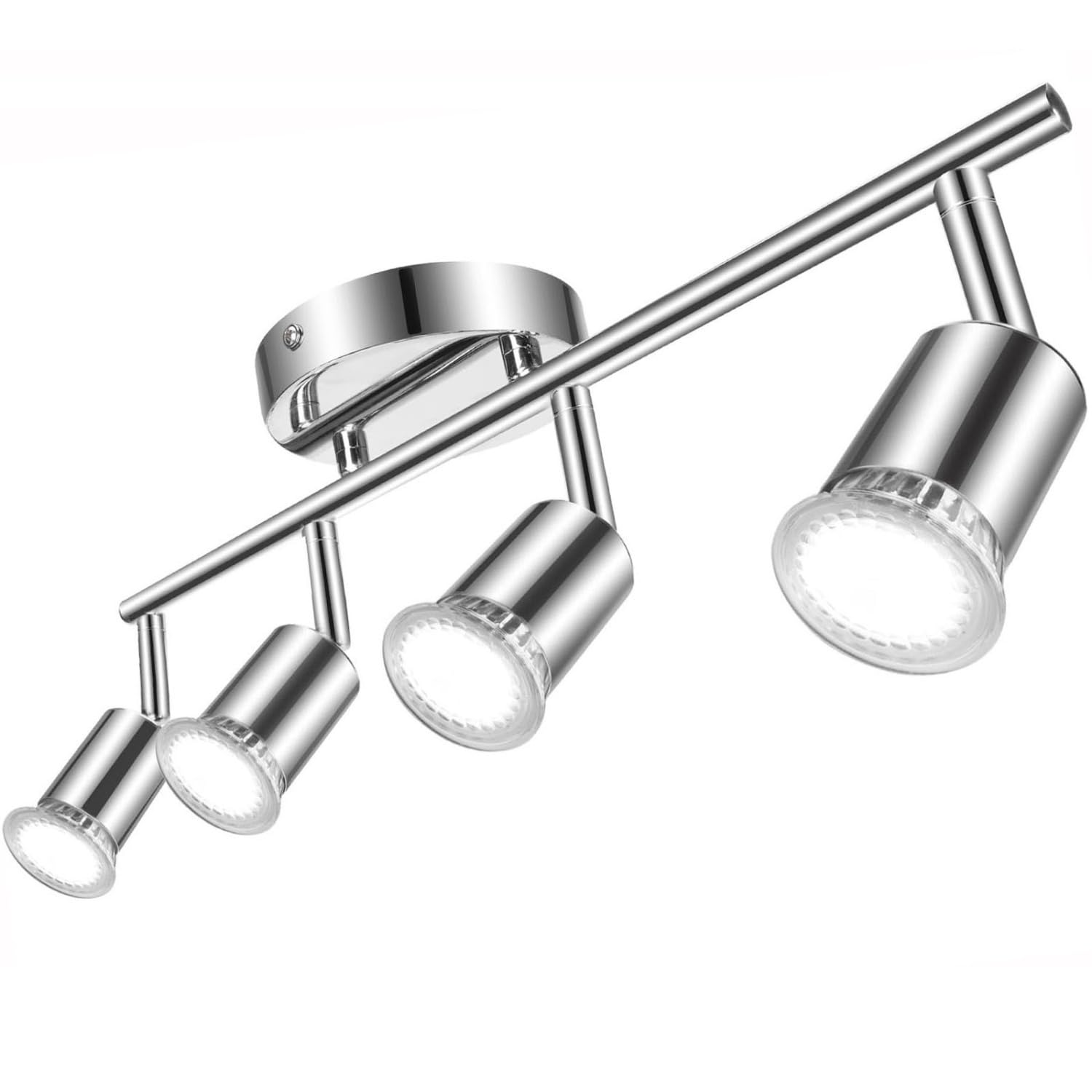Aigostar Lámpara de Techo LED Focos， Plafón con Focos GU10 4 Luces para Ángulo Ajustable y Giratorio para Interior Focos de Techo Orientables para Dormitorio Cocina (Sin bombillas)