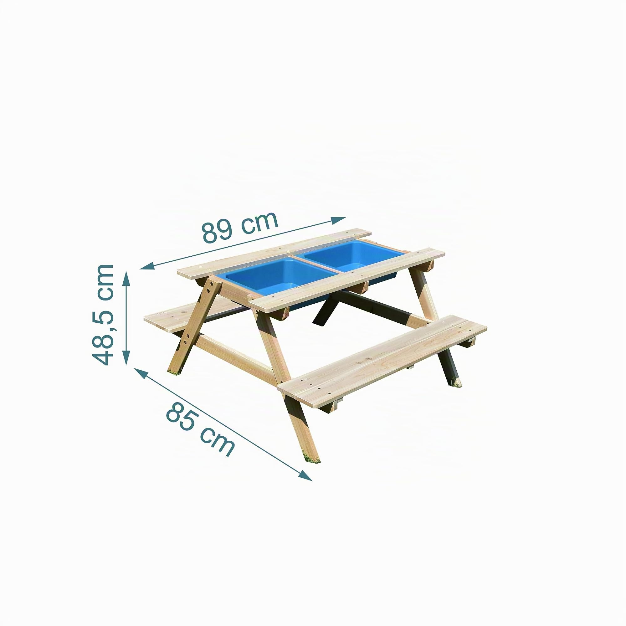 Relaxdays Table-bancs Enfants Bois 3-en-1, Table de Jeu Cuisine Pique-Nique Ardoise, 48,5x89x85 cm, Naturel