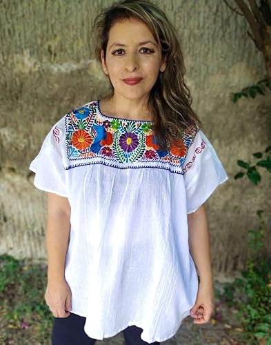 Embroidered mexican peasant top plus size Outlet