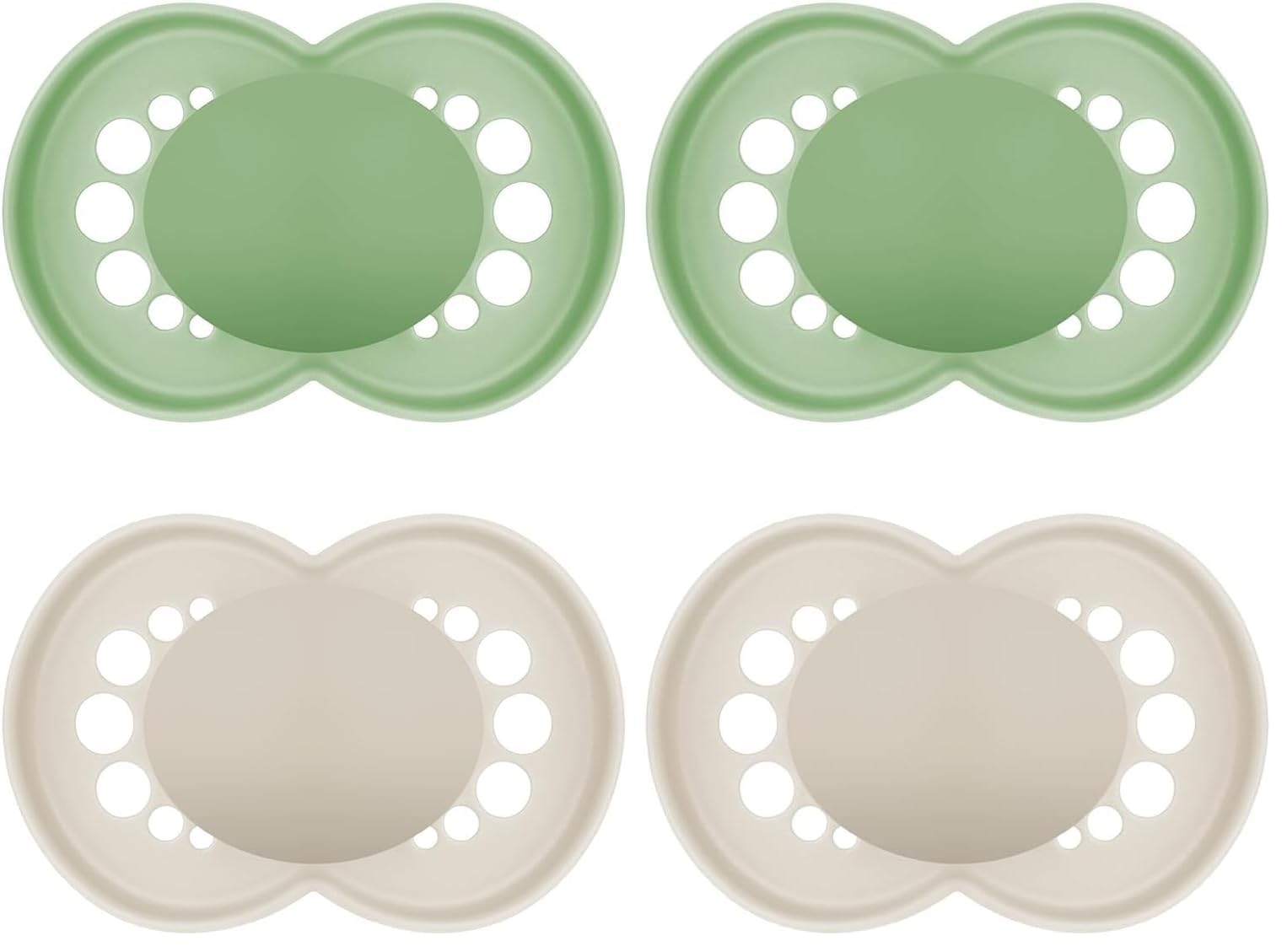 MAM Original Schnuller im 2er-Set, zahnfreundlicher Baby Schnuller aus nachhaltigen & bio-erneuerbaren Materialien, Sauger aus MAM SkinSoft Silikon, mit Schnullerbox, 6-16 Monate, grün/beige