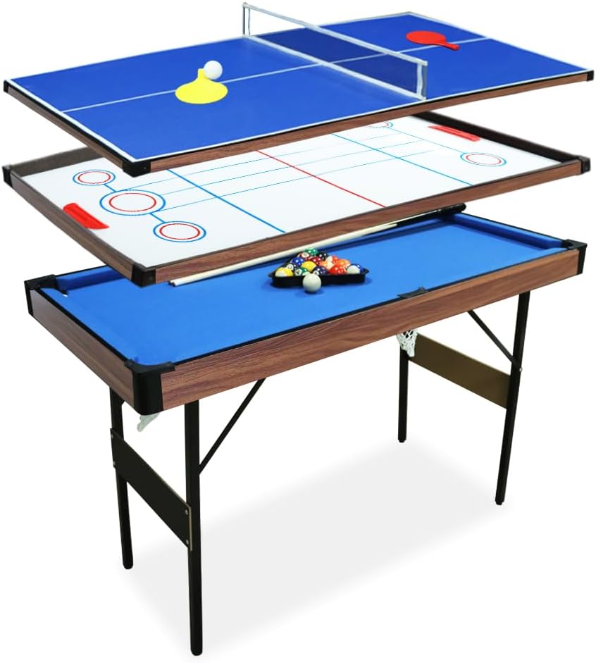 KAKIBLIN 4 in 1 Multi Combo Game Table, Hockey Table, Foosball Table with Soccer, Pool Table, Table Tennis Table for Home, Game Room