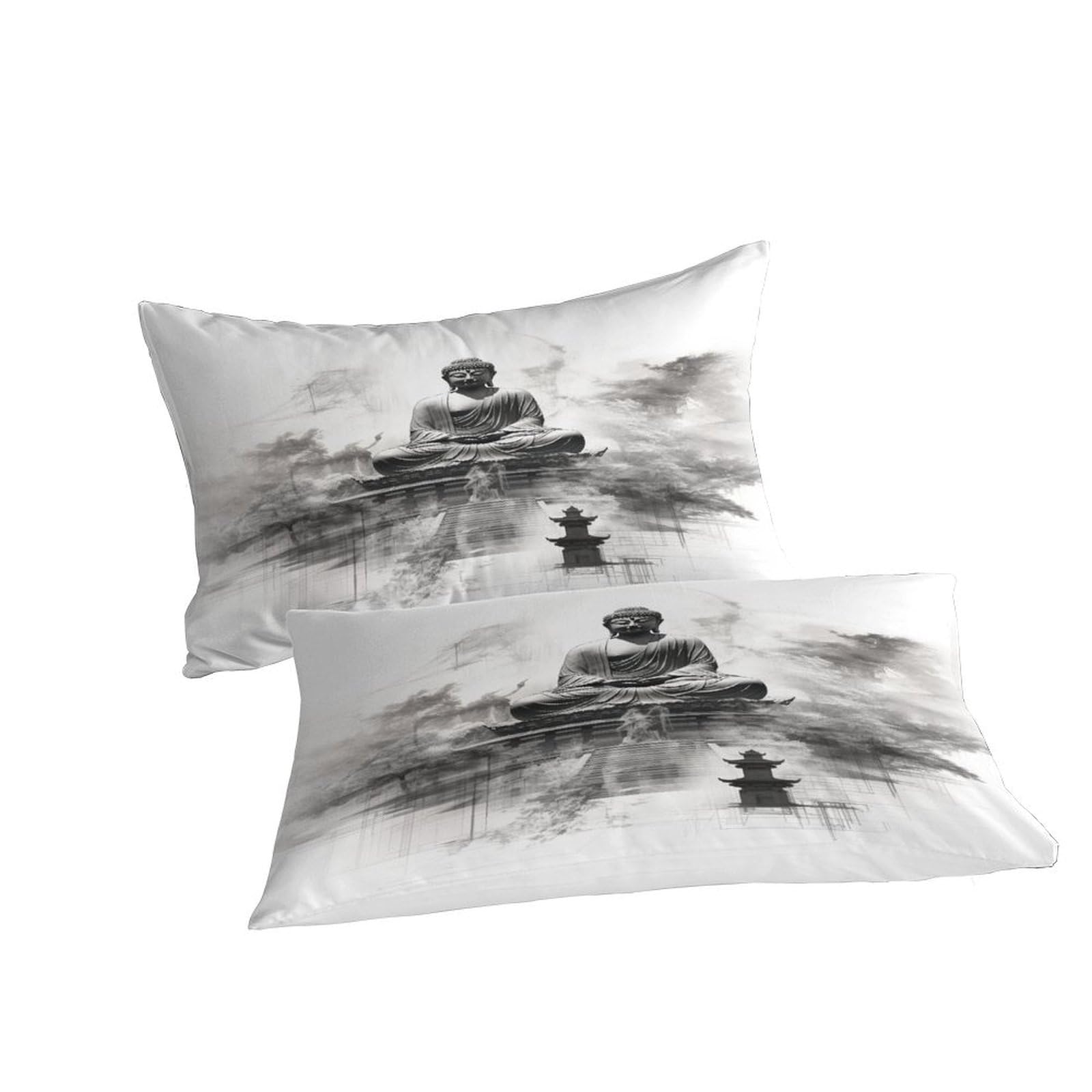 Buddha 3D Set Di Biancheria Da Letto Per Adulti E Bambini,3 Pezzi Per Letto Singolo,Matrimoniale,Grande Size,con Buddha Copripiumino E Federa,Microfibra,con Lampo Doppio（200x200cm）