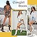 RURUNA Cowboy Boots for Women Mid Calf White Cowgirl Boots Square Toe Western Boots Womens Cowboy Boots Chunky Heel botas vaqueras para mujer
