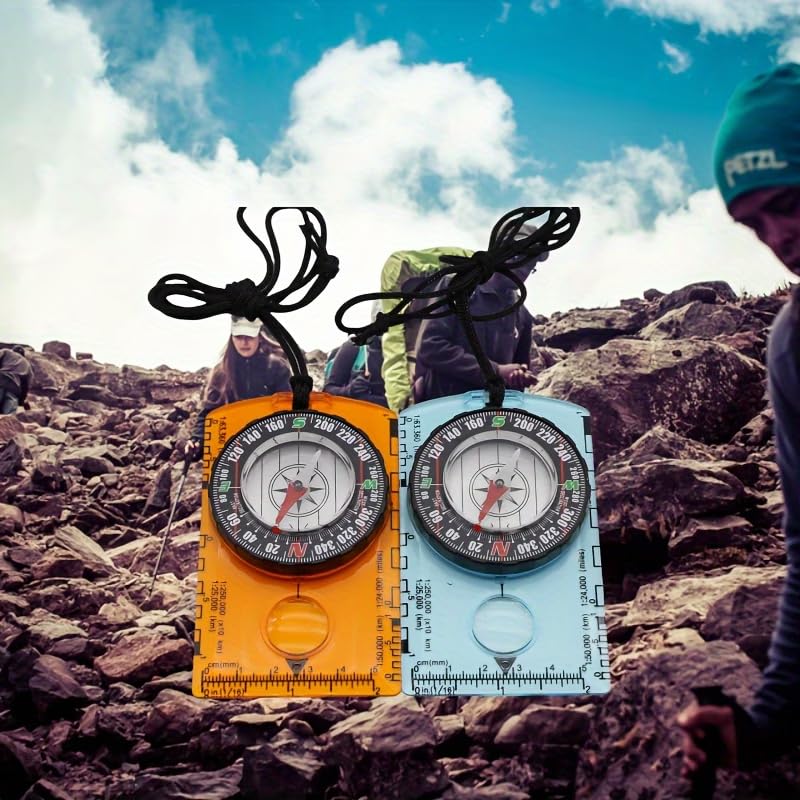 Brújula impermeable con escala de mapa, herramienta duradera de navegación acrílica, equipo portátil de supervivencia para camping, senderismo y levantamientos miniatura 2