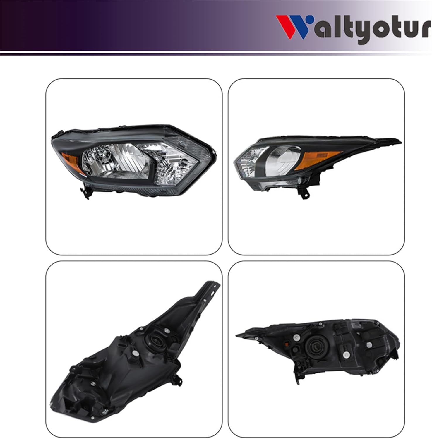 waltyotur Headlights Assembly Left and Right Side Replacement for HRV 2016 2017 2018 Headlights Black Housing Replacement for 33150T7SA01 33100T7SA01 HO2503171 HO2502171