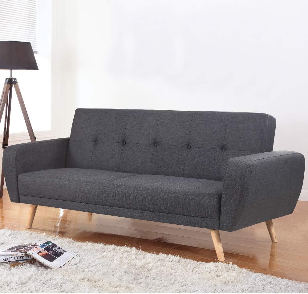 Happy Beds Farrow Large Grey Fabric 3 Seater Sofa Bed