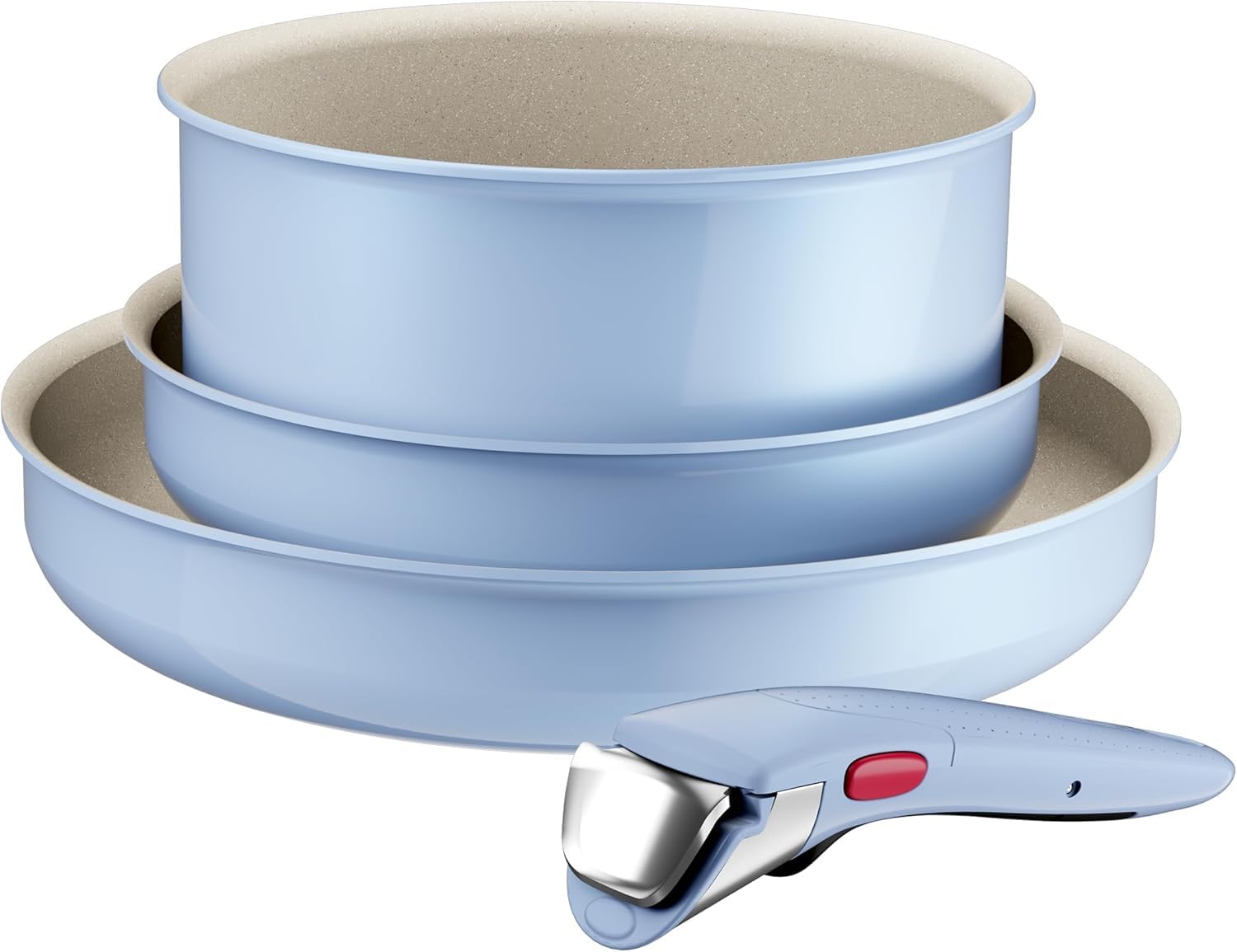 Tefal Ingenio Serenity - Juego de 2 Sartenes 22/28 cm + Wok 26 cm + 2 Cazos 16/20 cm + 4 Accesorios + 2 Mangos, Revestimiento Antiadherente, Apilable, Inducción, Apto lavavajillas y horno, Eucalipto — view 13