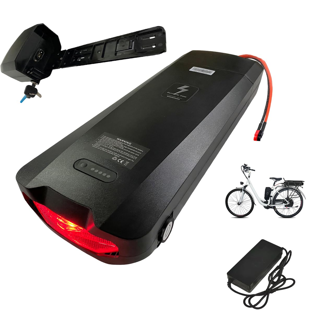 Batteria per Portapacchi Posteriore da 48V 36V 17.5Ah 20Ah 25Ah 30Ah e Batteria al Litio agli ioni di Litio da 52V 15Ah 20Ah per e-Bike con Caricabatterie.