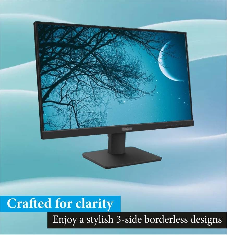 Image of Lenovo ThinkVision S22-4e | 21.5 inch (60.45cm) FHD IPS 100Hz Ultraslim Monitor | 4ms, 99% sRGB, 16.7Mn Colors, 1x HDMI 1.4, 1x VGA,TUV Eye Comfort, Low Blue Light| Tilt | Black