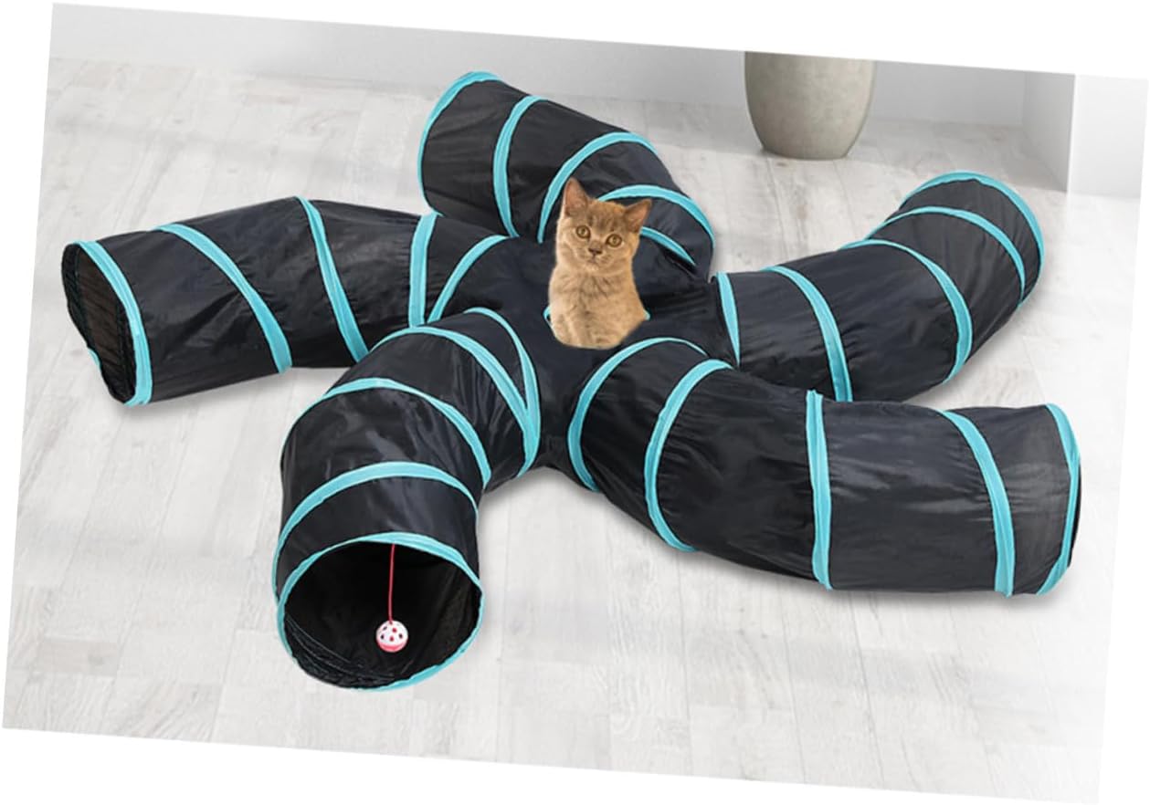 Foldable Cat Tunnel Interactive Pet Tube Play Tunnel Educational Game for Cats and Pets Space-Saving Collapsible Design for Indoor Fun