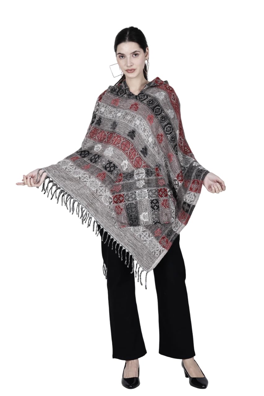 aruna kullu handloom kullu woolen poncho with hood for women and girls-picture-14