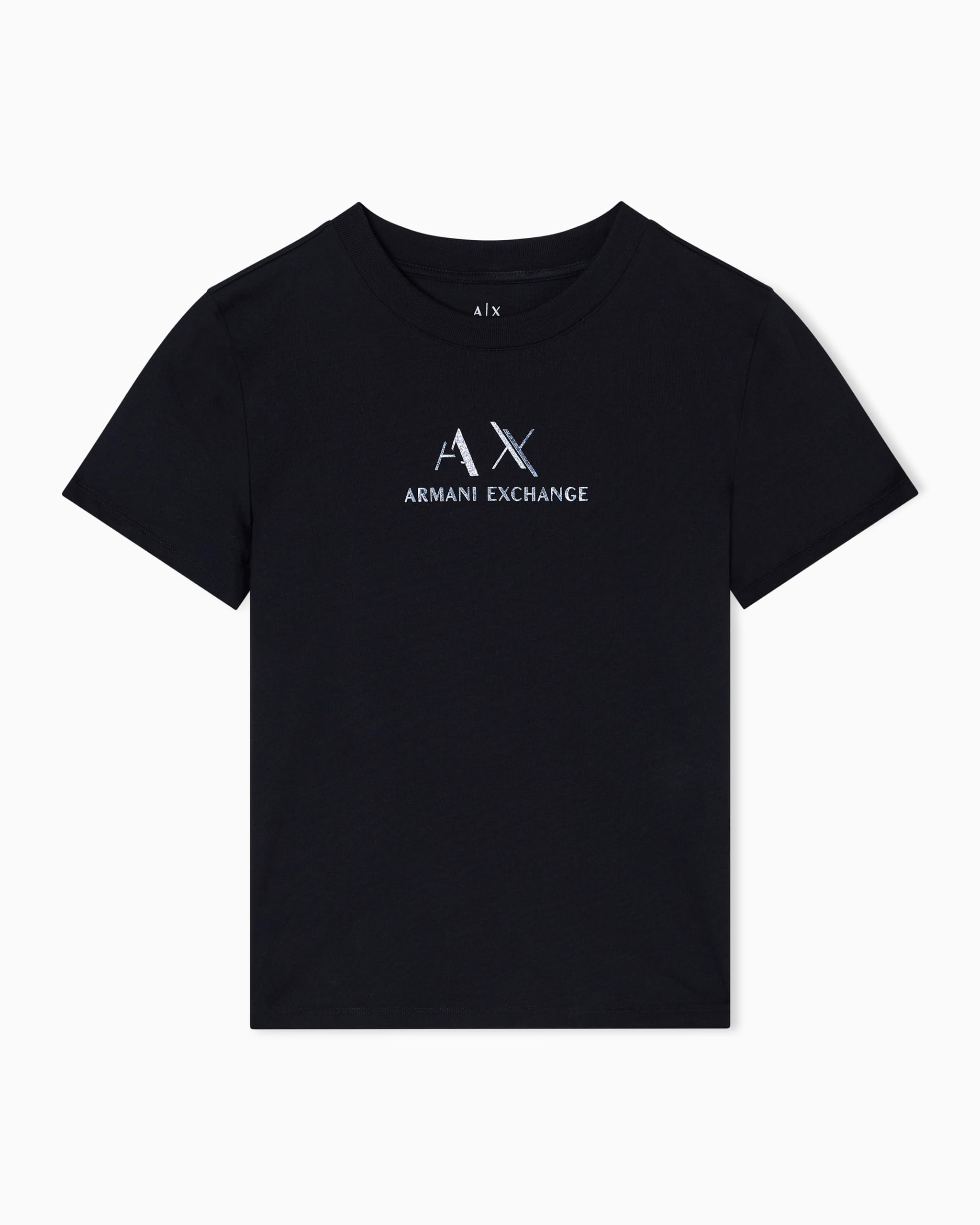 Armani Exchange Women's Regular Boxy Chest Logo Tee T-Shirt, Black, S
