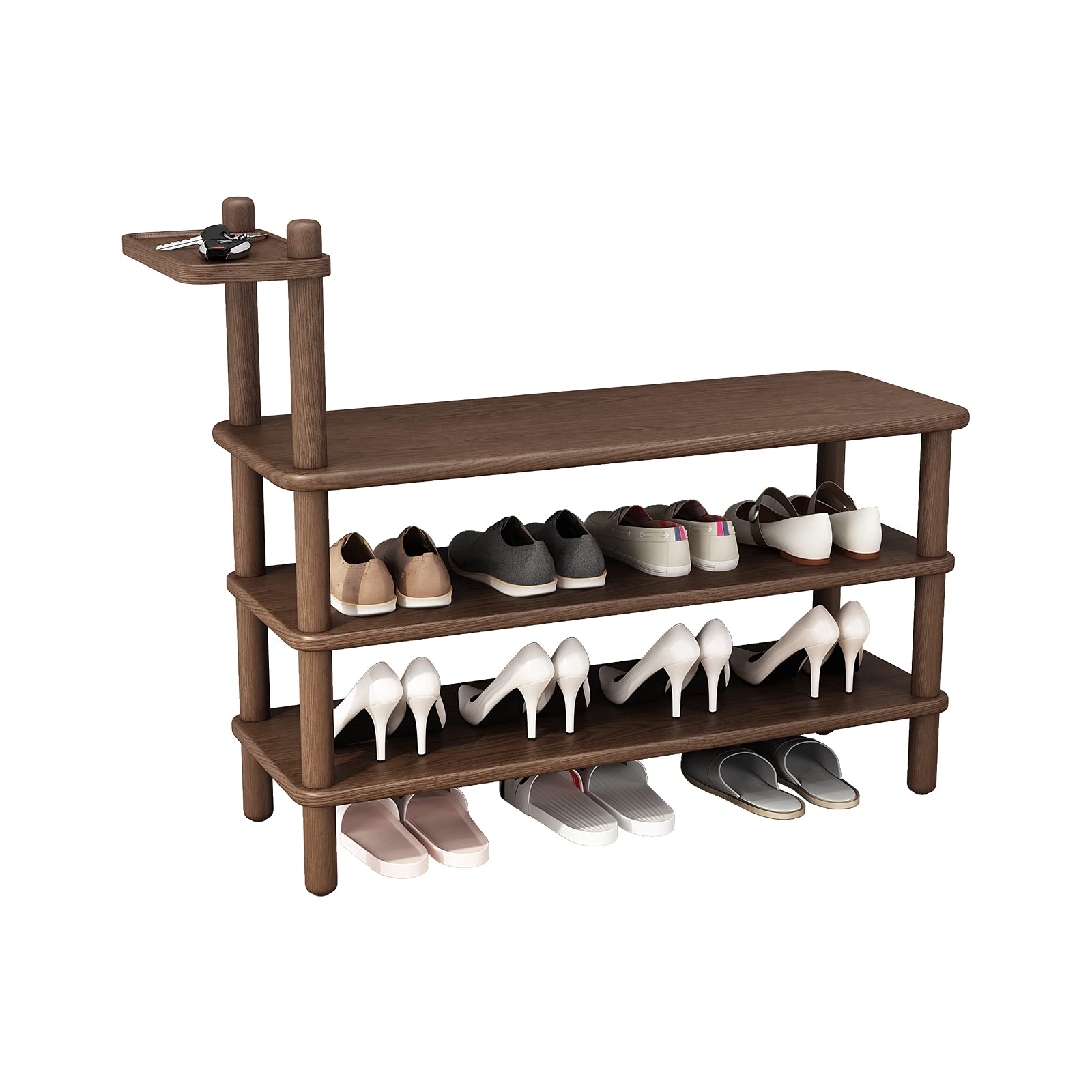Buy KASLANDI Shoe Bench, Threelayer Solid Wood Shoe Rack for Entryway
