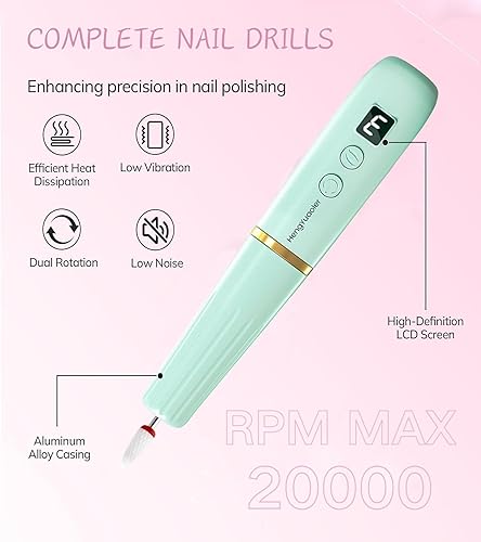 Miniatura 3 de Taladro eléctrico de uñas, máquina lima Efile Set para uñas de gel acrílico, kit de máquina de taladro de uñas portátil, herramientas de pedicura