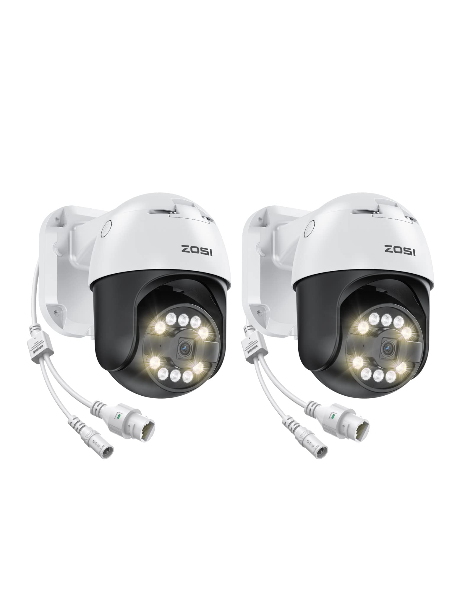 ZOSI2Pack C296 5MP 3K PoE PT Add-On Camera Outdoor, AI Face Human Vehicle Detection & Siren Alarm, Starlight Night Vision, Auto Track, Floodlights, 5X Digital Zoom, Pan/Tilt, Only Work with ZOSI NVR